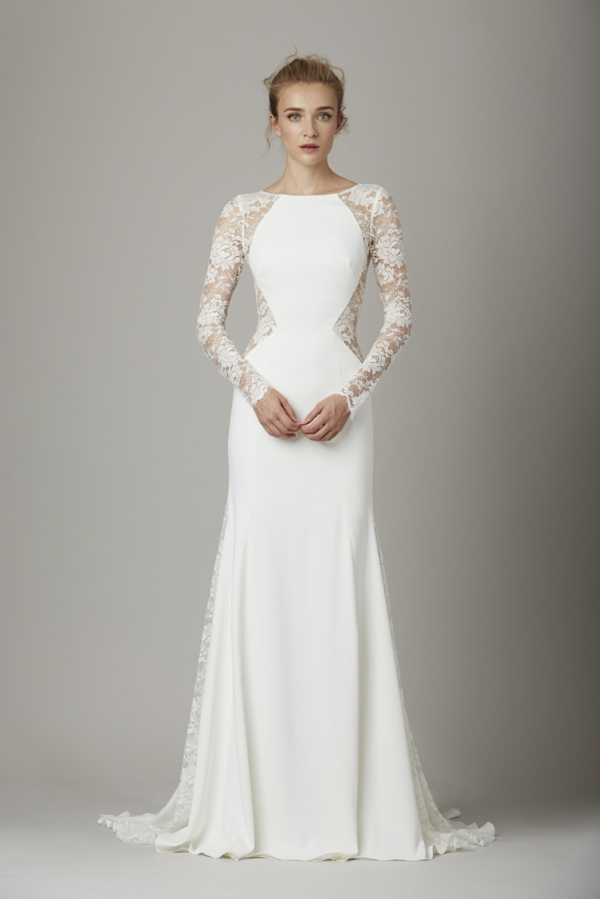 Flattering Long Sleeve Wedding Dress from Lela Rose Chic Flattering Long Sleeve Wedding Dress from Lela Rose Chic