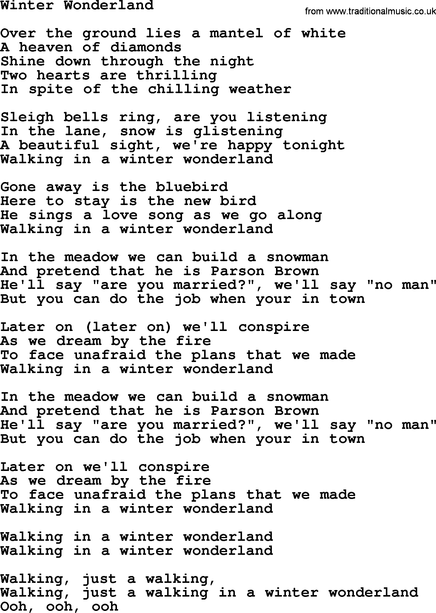 Download Winter Wonderland, by The Byrds - lyrics with pdf