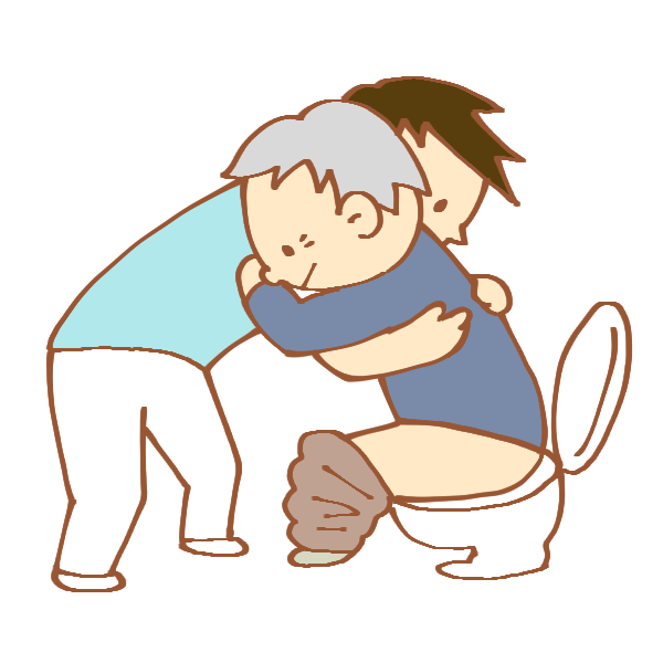 トイレ介助をする男性介護士のイラスト かわいいフリー素材が無料のイラストレイン