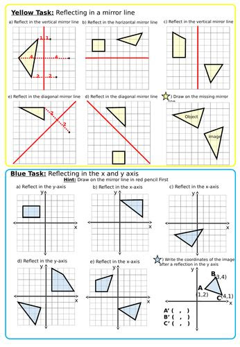 reflection worksheets teaching resources