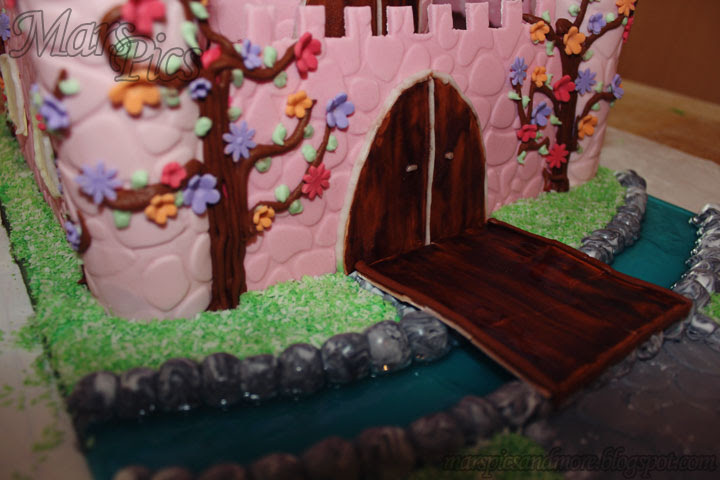 Pink girl castle cake 