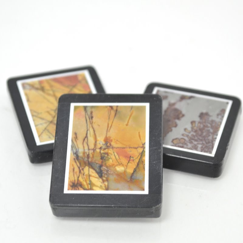 s48940 Stone - Medium Inlay Rectangle Pendant - Red Creek Jasper / Onyx