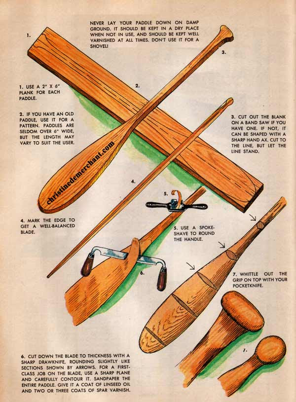 Plans to build a canoe paddle, with links to free plans