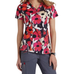 Beyond Scrubs Botanical Garden Hibiscus V-neck Print Scrub Tops - Botanical Garden Hibiscus - S