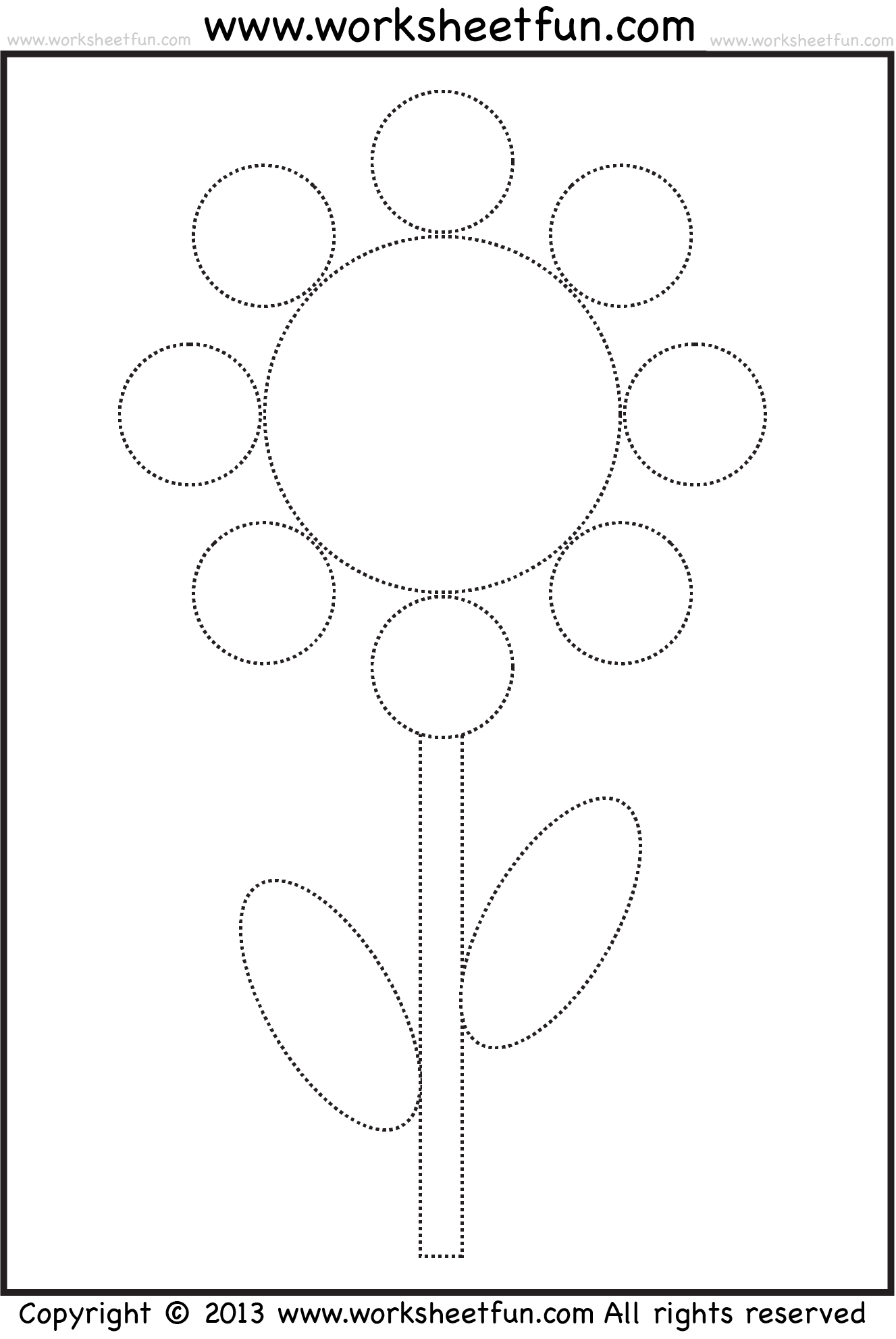 shape tracing and coloring worksheet flower free printable