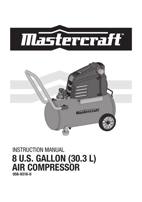 PDF Mastercraft 8 Gallon Air Compressor Manual