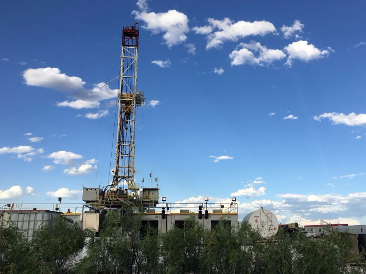 The Elevation Resources drilling rig is shown at the Permian Basin drilling site in Andrews County, Texas, U.S. on May 16, 2016. REUTERS/Ann Saphir/File Photo