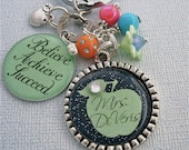 TEACHER GIFT Personalized Bottle cap Pendant  Keychain Necklace, Back to School TEACH love inspire, Learning, Teachers Gift Present