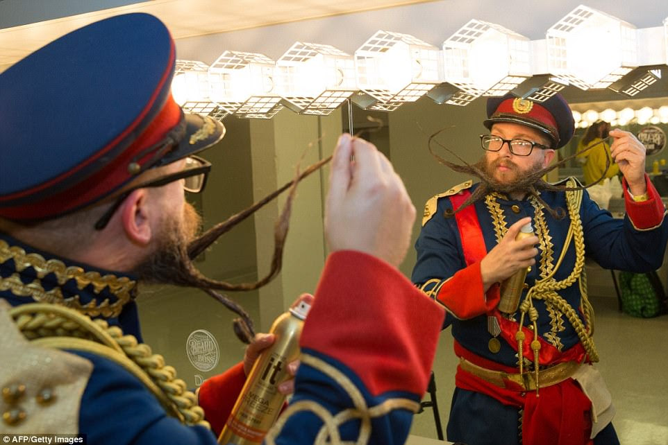 This competitor was spotted putting on the final touches to his masterpiece on Sunday