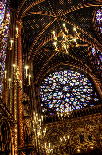 Sainte Chapelle. Rosetón de la capilla superior. Upper chapel rose window.