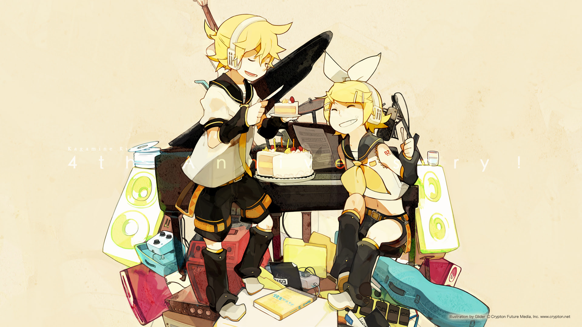 Karent 鏡音リン レン4周年記念壁紙 全員プレゼント 初音ミク公式ブログ