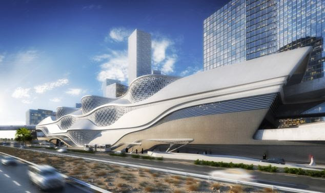 Luxury: The design will apparently let in the sun rays but air conditioning will keep commuters cool in what is one of the world's hottest countries