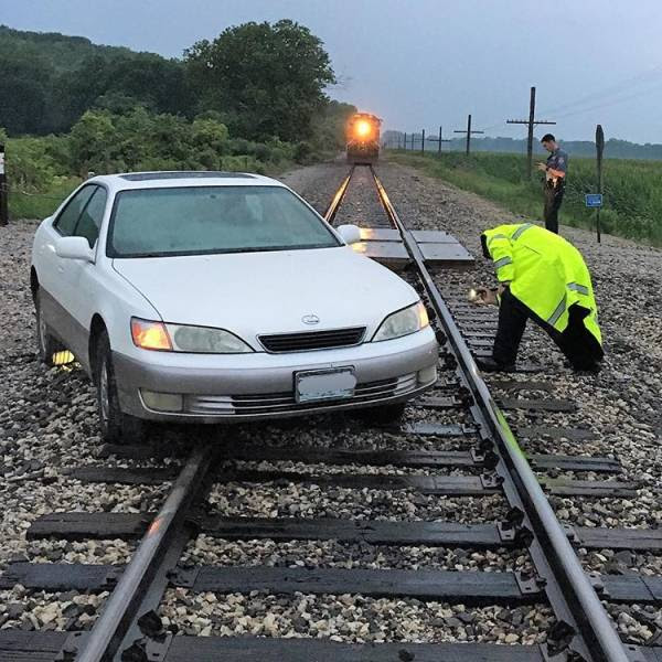 16 - “Luckily, personnel saw the vehicle stuck on the railroad tracks and were able to get the train stopped just in time.”