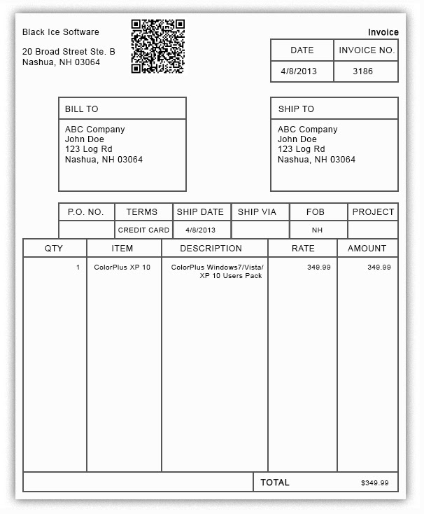 Create Barcode with Black Ice X1 Printer Divers Invoice