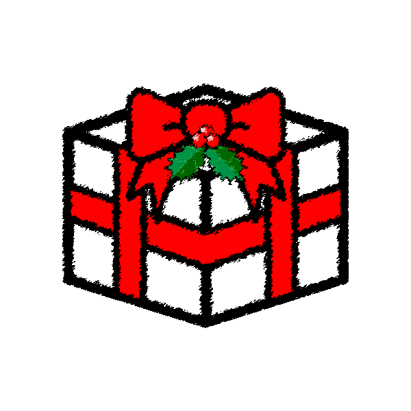 手書き風でかわいいクリスマスプレゼントボックスの無料イラスト 商用フリー オイデ43