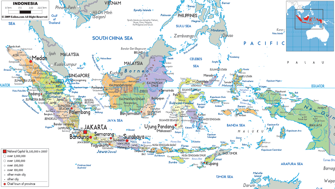 Political Map of Indonesia - Ezilon Maps