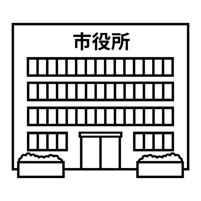 市役所 白黒 建物3 乗り物 建物 無料イラスト素材