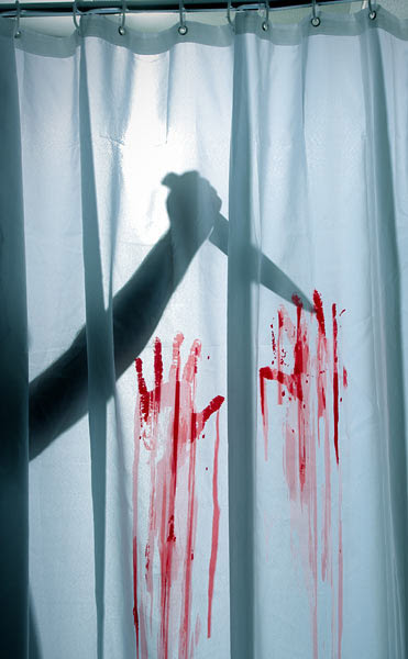 Blood Bath Shower Curtain and Bath Mat - The Green Head
