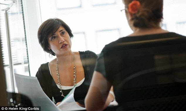 Research by London-based Monster.co.uk asked 273 managers and 3,286 employees about their interview experiences (stock image pictured). More than two thirds of employers (71 per cent) said they are immediately put off if an interviewee has tattoos, for example