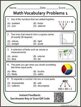 With the advancement of technology, there are now numerous resources available online that can help children master 4th grade math concepts. math vocabulary activity worksheets 4th grade by ricks resources