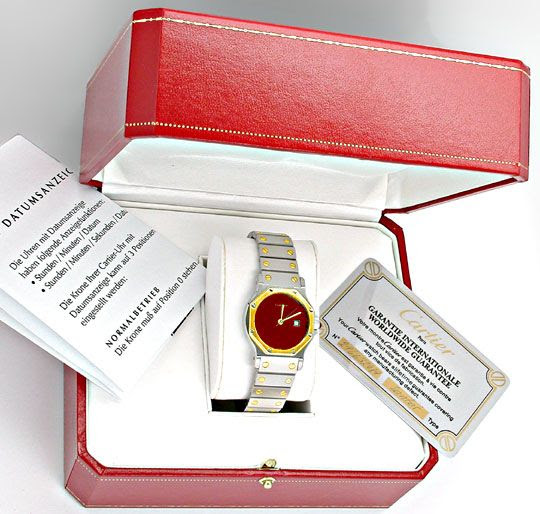 Originalfoto F.UNGETRAGEN ORIG.HERREN-CARTIER-SANTOS STAHLGOLD SHOP!