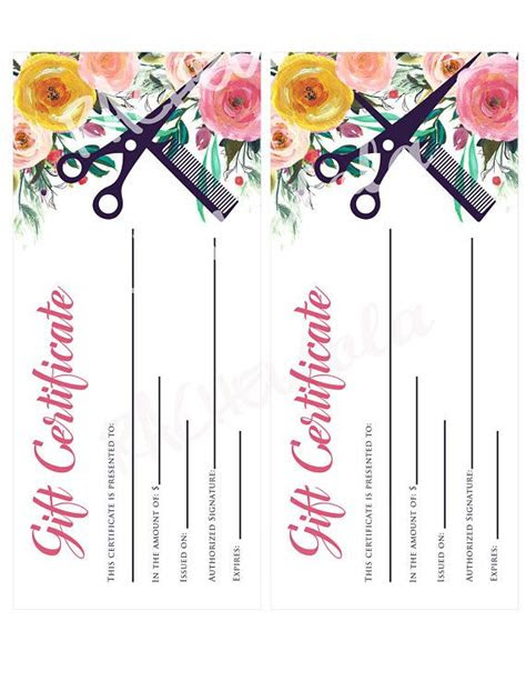  hair salon gift certificate template free printable