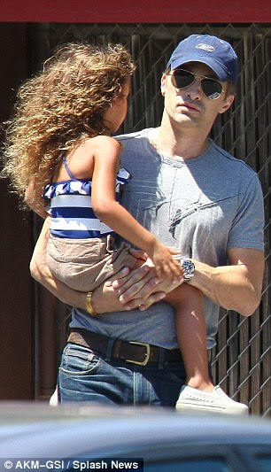 Celebrity trio: Olivier Martinez, Halle Berry and Halle's daughter Nahla out in Los Angeles yesterday