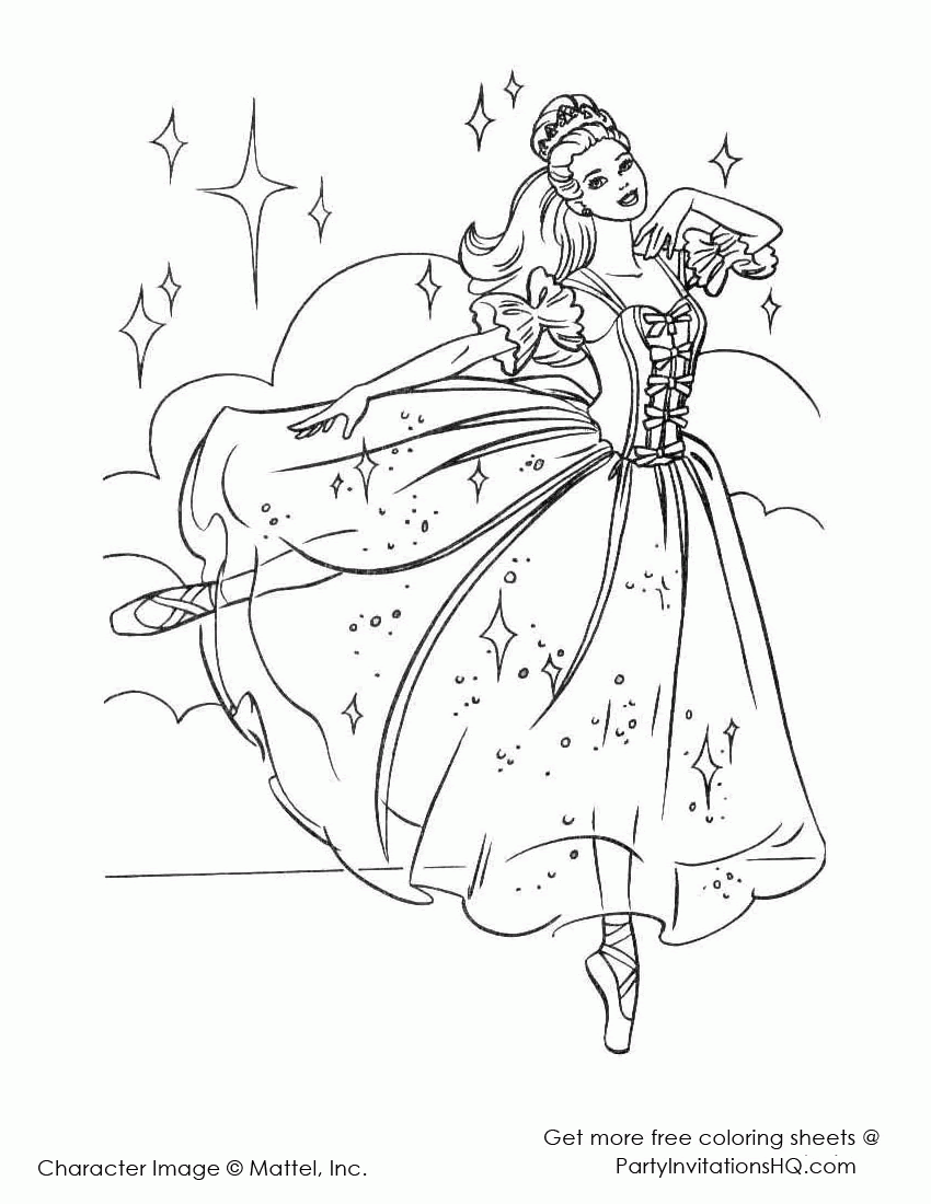 Free Barbie Ballerina Coloring Pages, Download Free Barbie ...