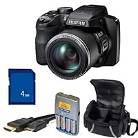 Fujifilm FinePix S8200 Digital Camera Kit. Includes: 4GB Memory Card, 4 AA Batteries + Charger, Mini HDMI Cable & Carrying Case