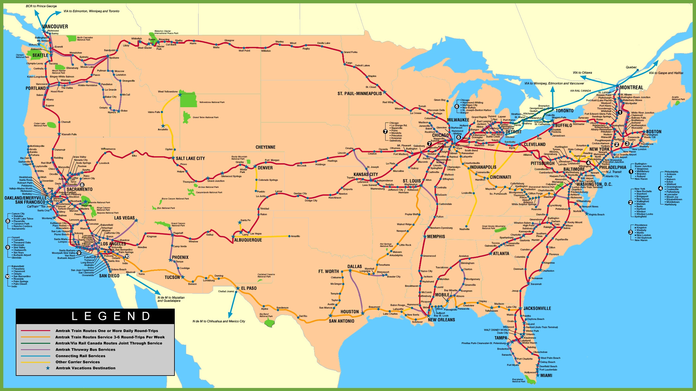 Train Lines Usa Map USA railway map