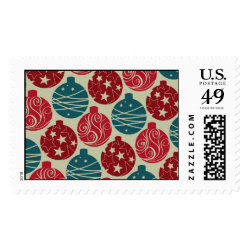 Cool Retro Christmas Ornaments Red Blue Gifts Postage Stamps