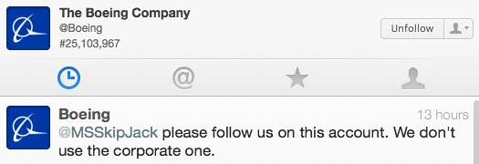 The Boeing Company Twitter Account