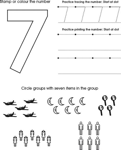  number 7 worksheets for preschools numbers preschool kindergarten
