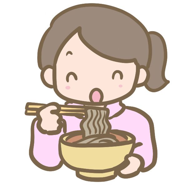 年越し蕎麦を食べる女の子のイラスト かわいいフリー素材が無料のイラストレイン