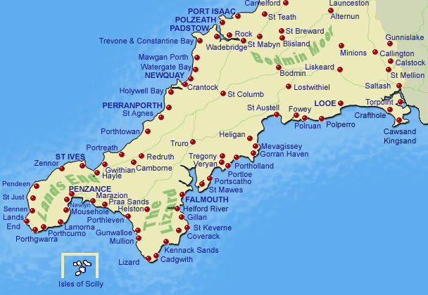Map Of Cornwall England With Towns Cornwall Online's Guide to Towns and Villages
