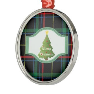 Tartan Plaid Christmas Tree Round Ornament