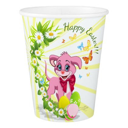 Happy Easter Heart Nose Puppy Cartoon Paper Cup