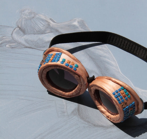 Golden Mosaic Steampunk Adventure Goggles