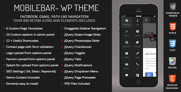 Mobilebar Mobile Retina | WordPress Version - Mobile WordPress