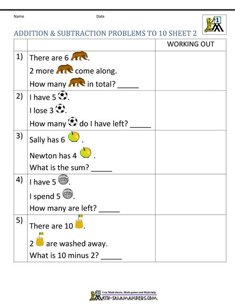 Free 1st grade word problem worksheets. 1st grade addition and subtraction word problems