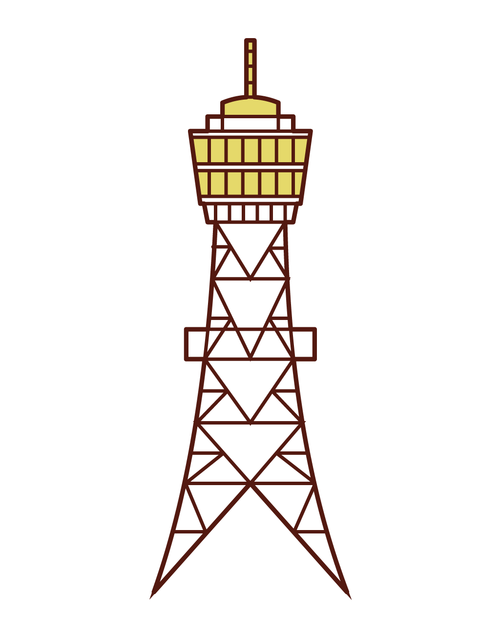 博多ポートタワーのイラスト フリーイラスト素材 Kukukeke ククケケ