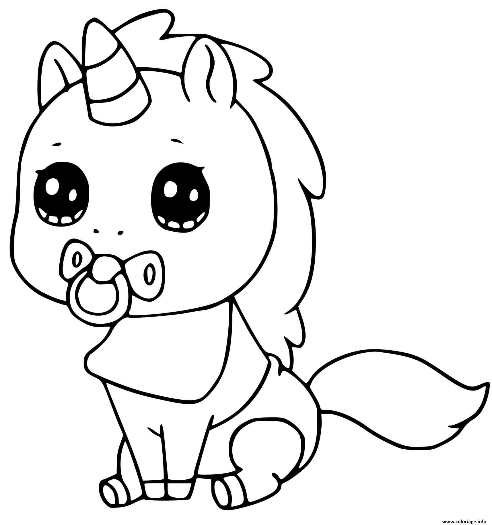 Coloriage bebe licorne kawaii  JeColorie.com