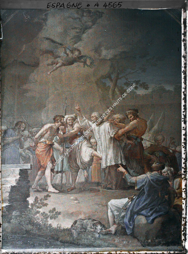 Frescos de Bayeu y Maella en el Claustro de la Catedral de Toledo entre el 15 y el 17 de junio de 1914. Autocromo de Auguste Léon. © Musée Albert-Kahn - Département des Hauts-de-Seine 