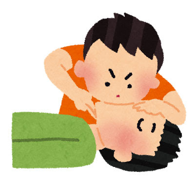 無料素材 人工呼吸する男性を描いたイラスト 医療や応急処置をテーマにしたデザインに