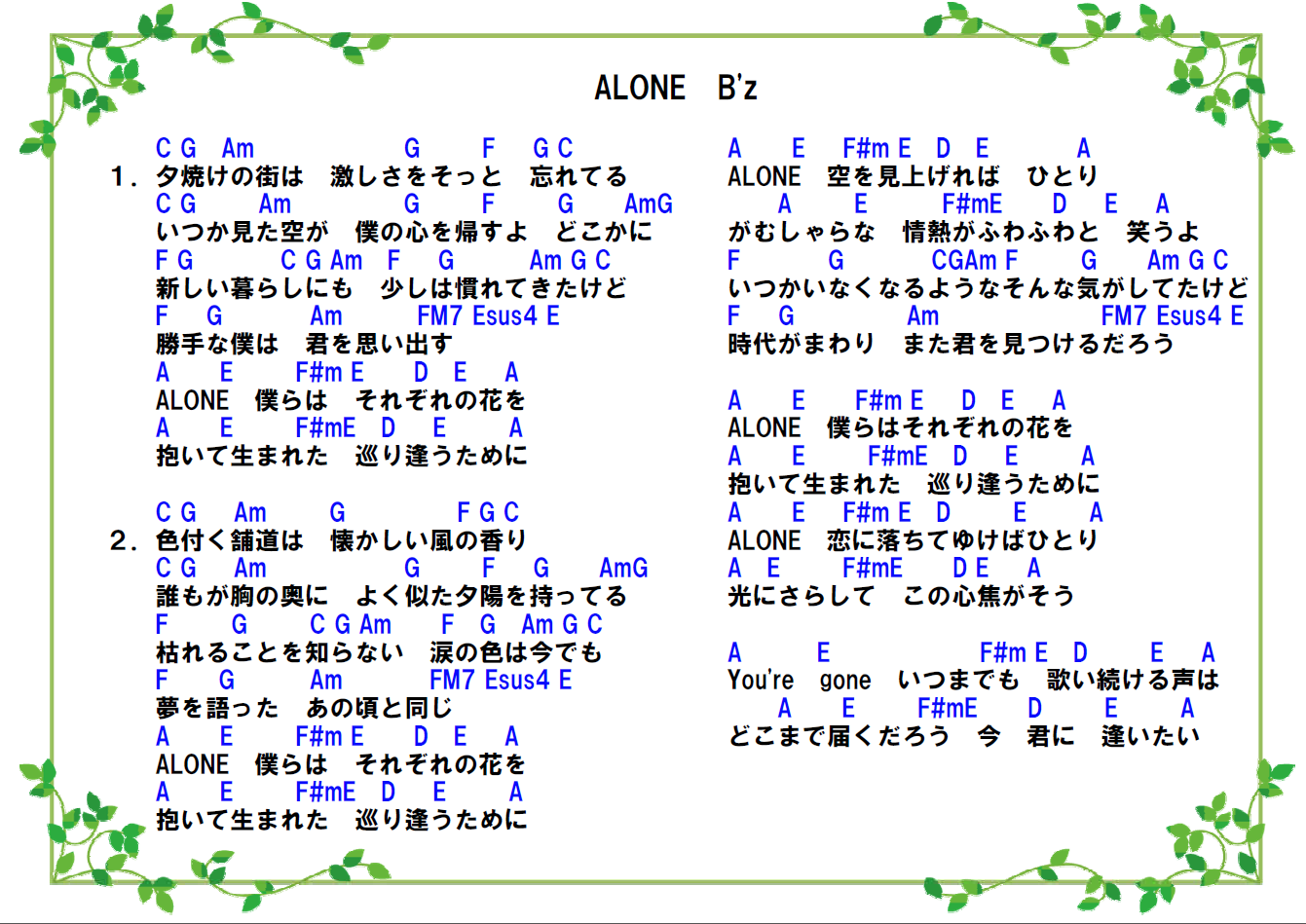 松岡泰成 パインヒル のｈｐ ギタータブ譜 コード