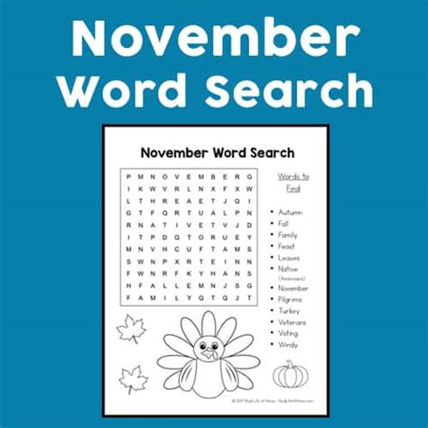 This printable includes november search terms and phrases. free printable november word search printable puzzle for kids