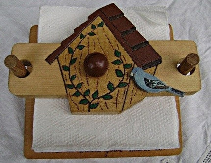 VINTAGE Wooden Bird House Napkin Holder