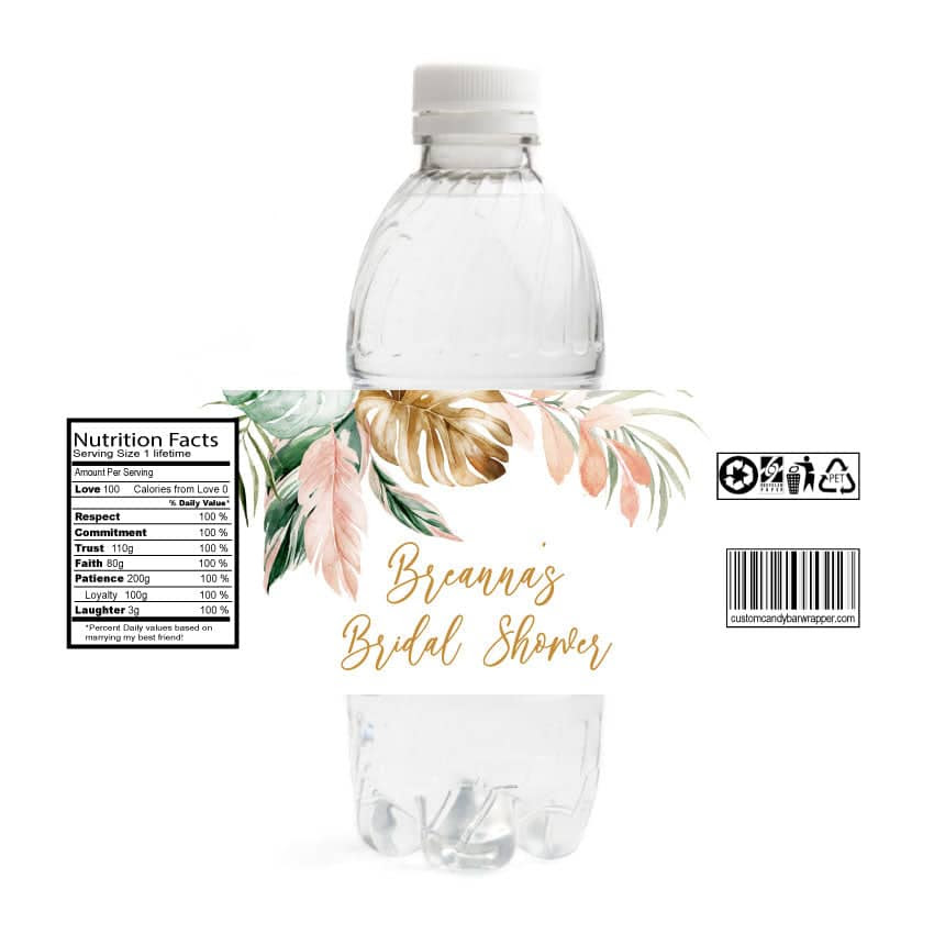Tropical Bridal Shower Water Bottle Labels - Announce It!