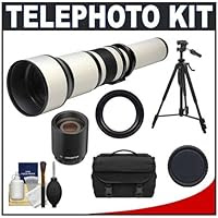 Phoenix 650-1300mm Telephoto Zoom Lens with 2x Teleconverter + Case + Tripod + Cleaning Kit for Canon EOS 60D, 7D, 5D Mark II III, Rebel T3, T3i, T4i Digital SLR Cameras
