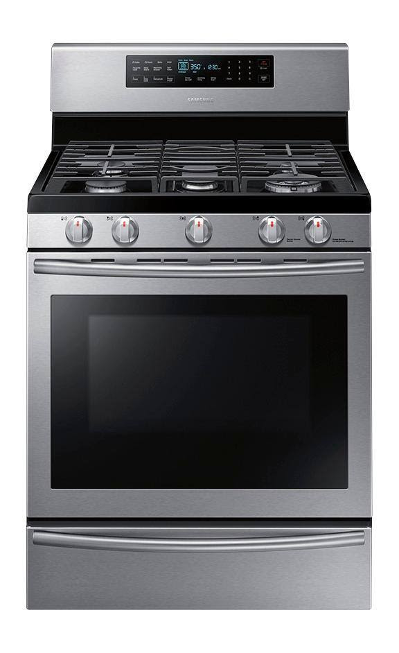 Samsung - 30" Self-Cleaning Freestanding Gas Convection Range - Stainless-Steel - Larger Front